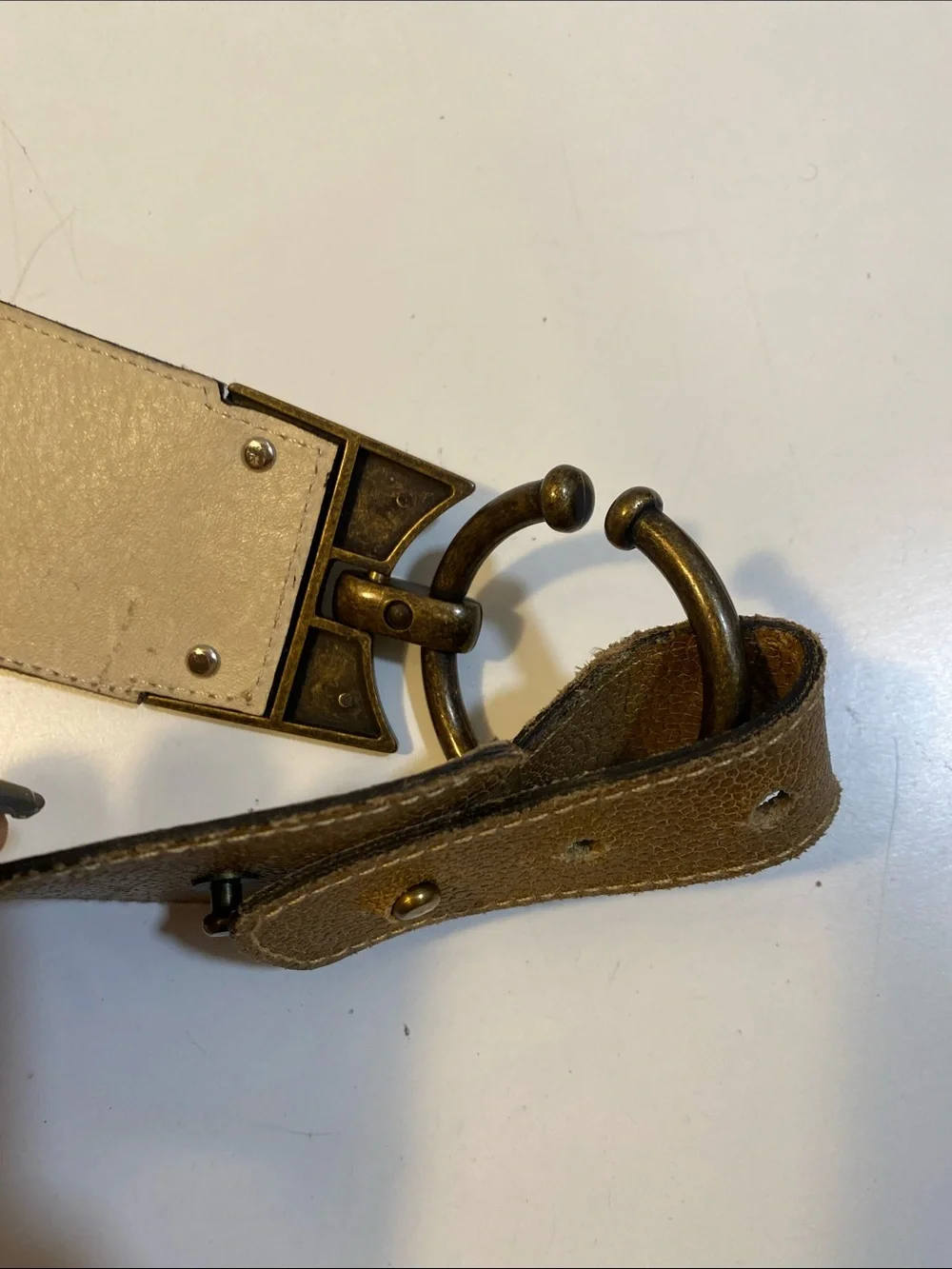 DADOS Made In Spain Tan  Leather Ring-Detail Women's  Belt Sz XL